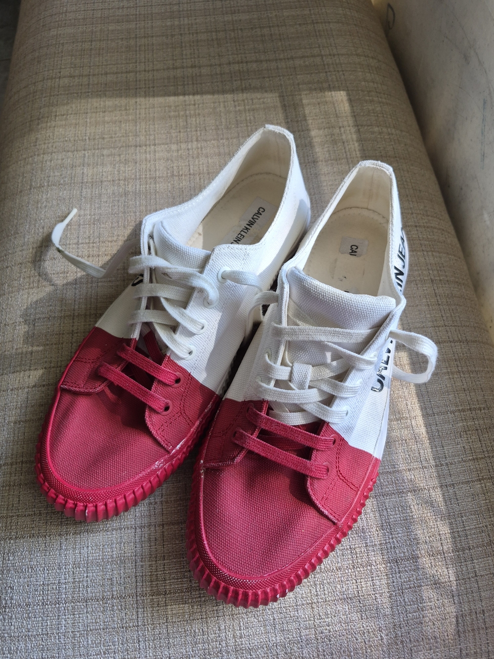Calvin Klein White and Pink Men's Sneakers